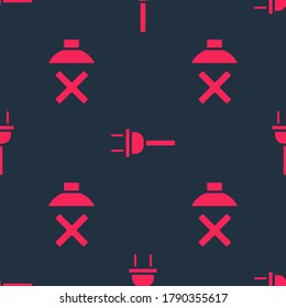 Set Speaker mute and Electric plug on seamless pattern. Vector