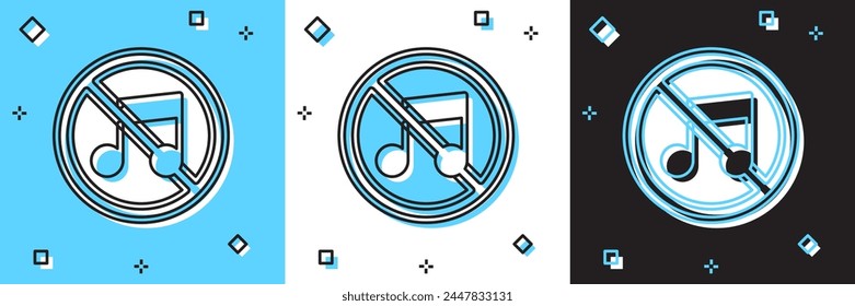Establecer el icono de silencio del altavoz aislado en azul y blanco, fondo negro. No hay icono de sonido. Símbolo de volumen desactivado.  Vector