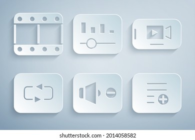 Set Speaker mute, Online play video, Repeat button, Add playlist, Music equalizer and Play icon. Vector