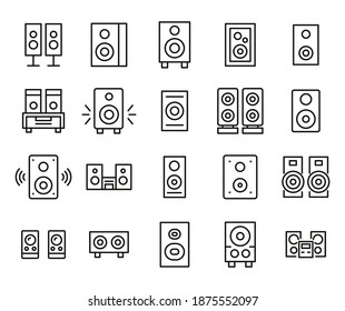 Set of speaker related vector line icons. Premium linear symbols pack. Vector illustration isolated on a white background. Web symbols for web sites and mobile app. Trendy design.