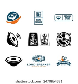 Set of speaker sound system logo design with creative concept premium vector