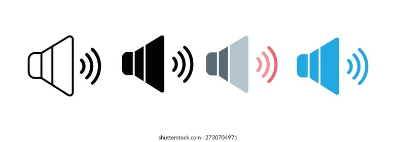 Conjunto de alto-falante ou ícone de volume para design de interface de usuário. ilustração vetorial