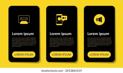 Set Speaker volume, Video chat conference and . Business infographic template. Vector