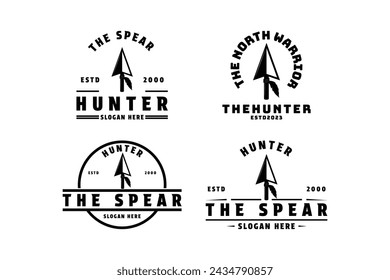 Set of the spear hunter arrow logo design vintage retro style