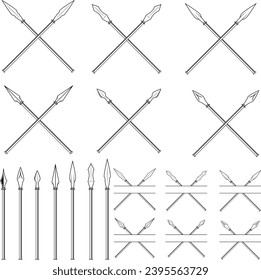 Conjunto de vector de lanza. icono de arma de daga