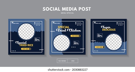 Set of special menu banner social media post. Editable social media templates for promotion. Set of social media story and frame for photo. Layout design for marketing on social media