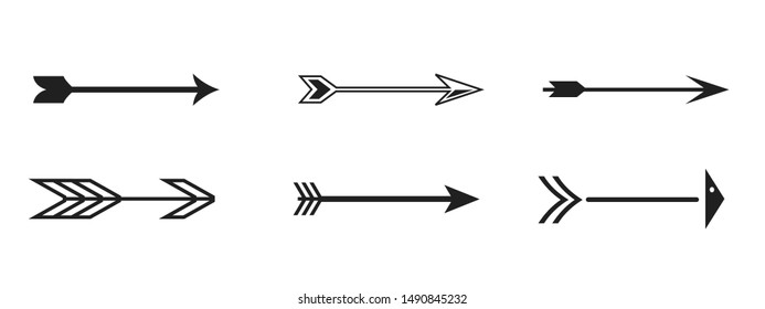 Set of Special Modern black icons and logos set of arrows isolated on white background
