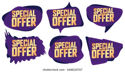 Set Special Offer bubble banners design template, sale tags, app icons, vector illustration