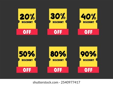 Conjunto de etiquetas de descuento de oferta especial. Descuento Y Oferta Tag Ilustración vectorial