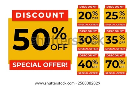 Set Special Offer Discount Tag Banners Editable Template. Vector Illustrations.