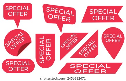 Conjunto de etiquetas de oferta especial. Conjunto de etiquetas de oferta especial y Anuncios de Vector conjunto de etiquetas de oferta especial, Conjunto de pegatinas de Vector y cintas. aislado sobre fondo blanco. Ilustración vectorial. 