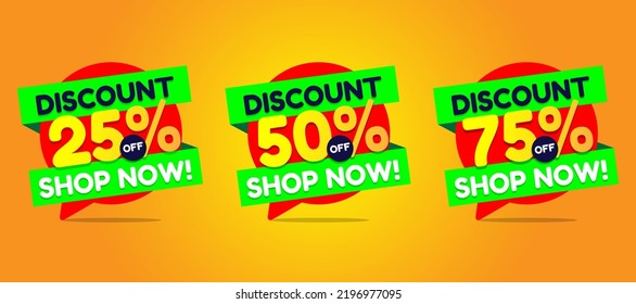Set of special offer sale red tag isolated vector illustration. Discount offer price label, symbol for advertising campaign in retail. Sale promo marketing, 25, 50, 75 percent off discount sticker