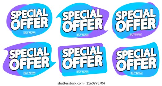 Set Special Offer tags, sale bubble banners design template, app icons, vector illustration