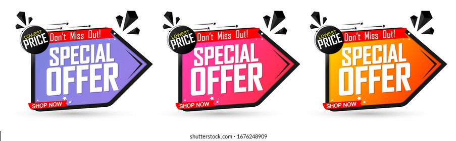 Set Special Offer tags, sale banners design template, vector illustration