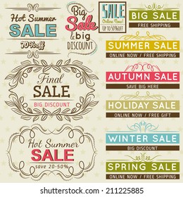 Set of special sale offer labels and banners , vector