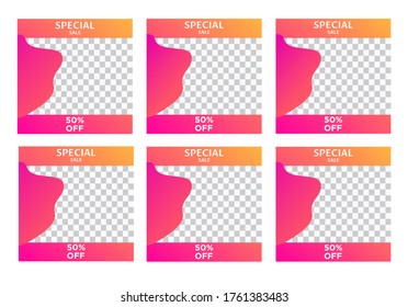 SET SPECIAL SALE OFFERS AND PROMOTION TEMPLATE BANNER DESIGN.COLORFUL GRADIENT COLOR BACKGROUND VECTOR. GOOD FOR SOCIAL MEDIA POST, COVER , POSTER 