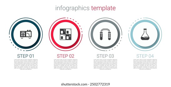 Set Spectrometer, Periodic table, Test tube and flask and . Business infographic template. Vector