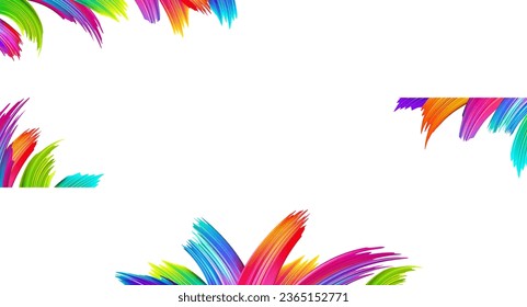 Set of spectrum watercolor, acrylic or gouache brush strokes background with space for text. Rainbow colorful gradient brush design. Card or poster abstract templates. Vector art illustration.