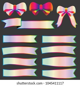 Set of spectrums color ribbon banner stickers with shadows,eps10