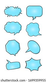 Set of speech blue bubbles.