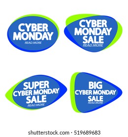 Set speech bubble banners, element design template, Cyber Monday Sale, app icon, vector