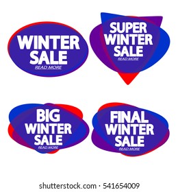 Set speech bubble banners, element design template, Winter Sale, app icon, vector