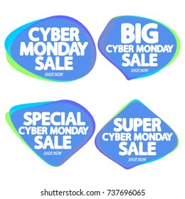 Set speech bubble banners, element design template, Cyber Monday Sale, app icon, vector illustration