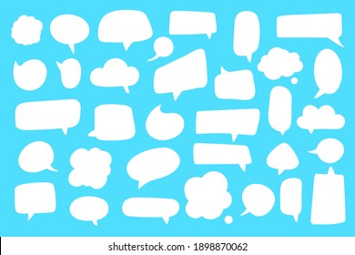 Set of speech bubble boxes vectors for dialogs. Cartoon dialogue Isolated on background