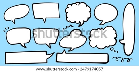 Set of Speech Bubble Cartoon Comic Isolated on Blue Background