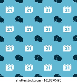 Set Speech bubble chat and Calendar on seamless pattern. Vector