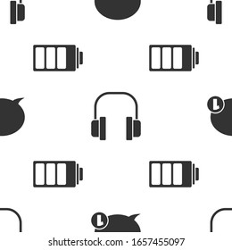 Establecer el chat de burbujas de voz, los auriculares y el indicador de nivel de carga de la batería en un patrón sin problemas. Vector
