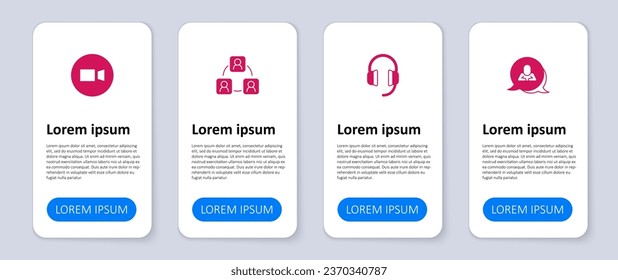Set Speech bubble chat, Headphones, Meeting and Video conference. Business infographic template. Vector