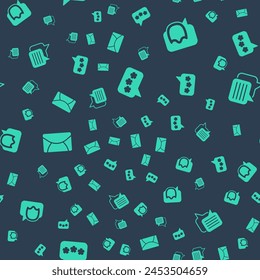 Set Speech bubble chat, Mail and e-mail and  on seamless pattern. Vector