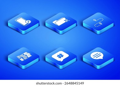 Set Speech bubble chat, Mobile service, Hashtag speech, Office folders, Folder and Route location icon. Vector