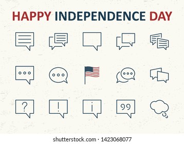 Set of Speech Bubble chat vector lines of icons. Editable Stroke. 32x32 pixels.