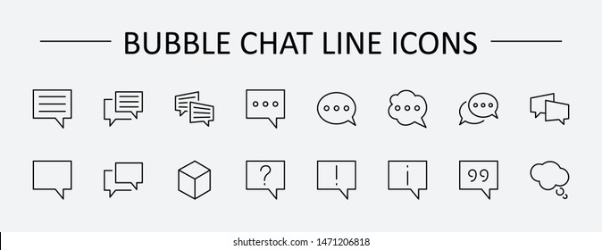 Set of Speech Bubble chat vector lines of icons. Editable Stroke. 32x32 pixels.