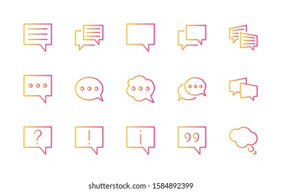 Set of Speech Bubble chat vector line icons. Editable Stroke. 32x32 pixels.