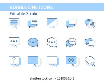 Set of Speech Bubble chat vector lines of icons. Editable Stroke. 32x32 pixels.