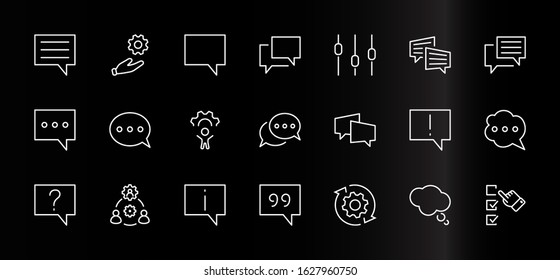 Set of Speech Bubble chat vector lines of icons. Editable Stroke. 32x32 pixels.