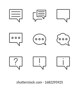 Set of Speech Bubble chat vector lines of icons. Editable Stroke. 32x32 pixels.