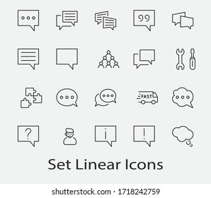 Set of Speech Bubble chat vector line icons. Editable Stroke. 32x32 pixels.