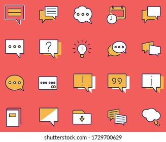 Set of Speech Bubble chat vector lines of icons. Editable Stroke. 32x32 pixels.