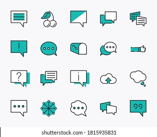 Set of Speech Bubble chat vector lines of icons. Editable Stroke. 32x32 pixels.