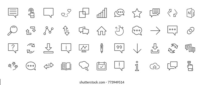 Set of speech bubble chat vector lines of icons. Editable move. 32x32 pixels.