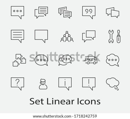 Set of Speech Bubble chat vector line icons. Editable Stroke. 32x32 pixels.