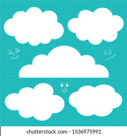 set of speech bubble with clouds cartoon vector.