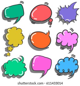 Set of speech bubble colorful hand draw