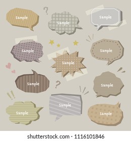 set of speech bubble, craft paper style