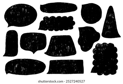 Set of Speech Bubble Crayon style. Black talk frame on an isolated background