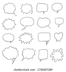 set of speech bubble doodles. collection of comic elements